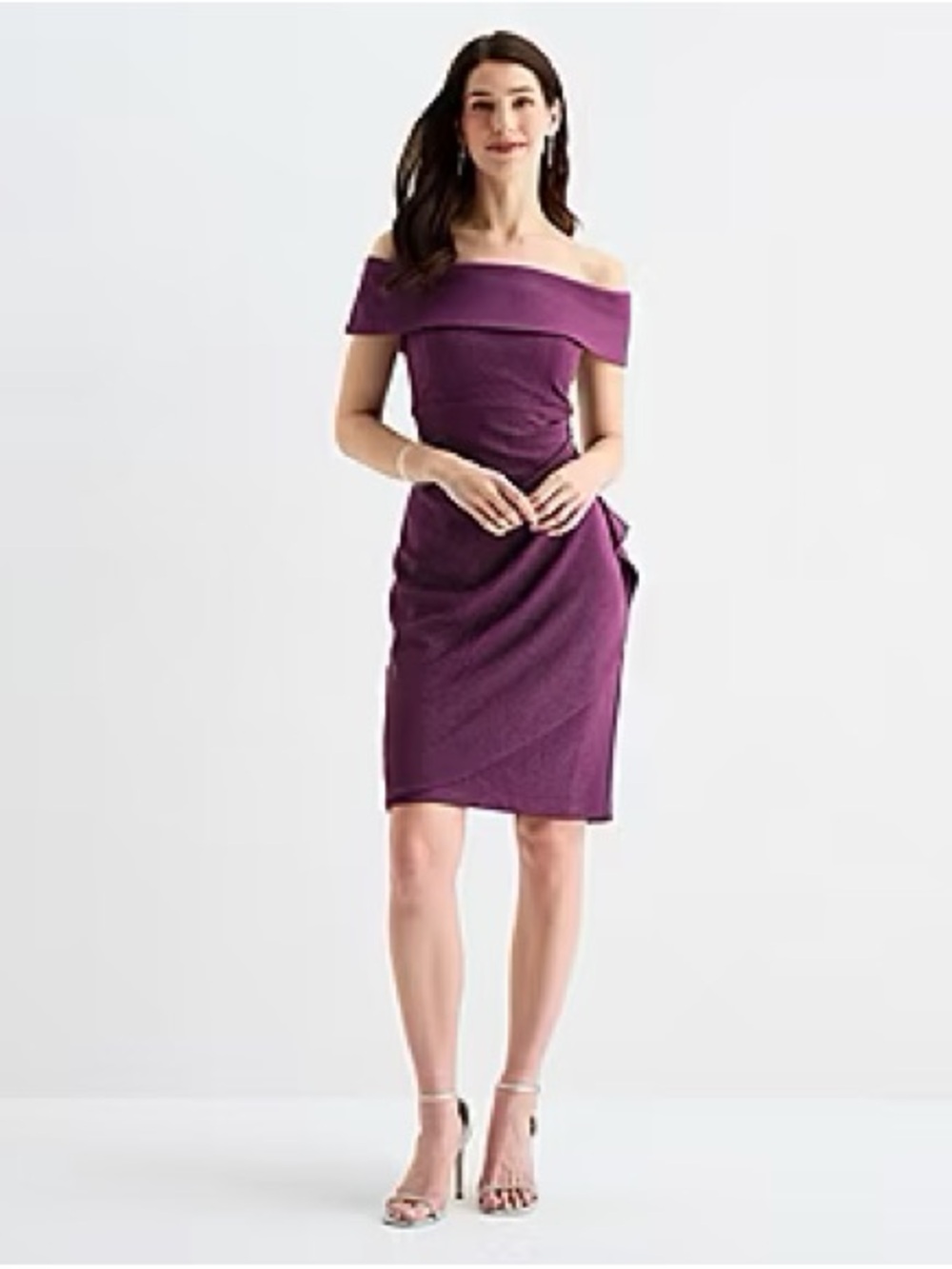 SLNY One-Shoulder Plum Sheath Dress
